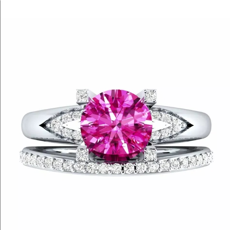 Brand New 2.40ct Pink/White Sapphire Sterling Set